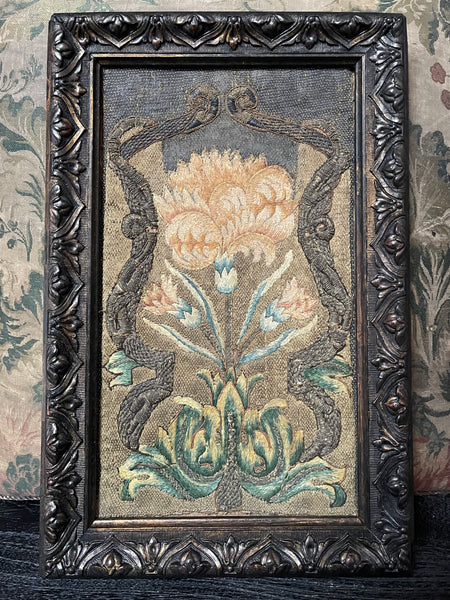 Rare Gilt and Silk Thread Embroidered Book Binding with Carnation (symbolising devotion) : C17th Europe