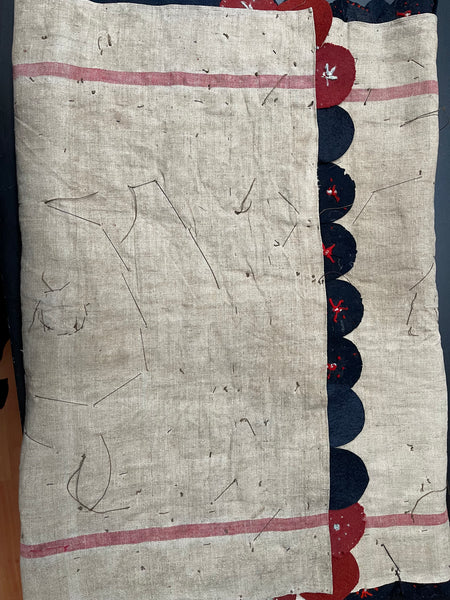 Antique Folk Art ‘Penny Rug’ Table Runner Wallhanging: C1900 Europe