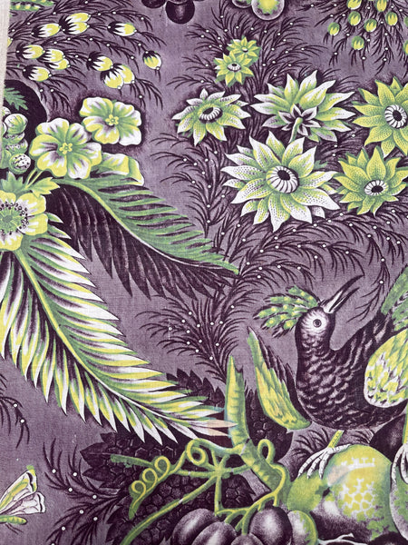 A Rare Antique Chintz Panel Birds of Paradise Baskets of Fruit: C19th France