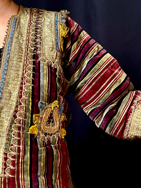 Ottoman Striped Velvet Quilted Jacket: C1910 Turkey