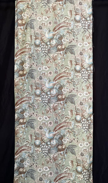 Vintage Printed Cotton with Birds Baskets of Fruit, Butterflies: C20th Britain