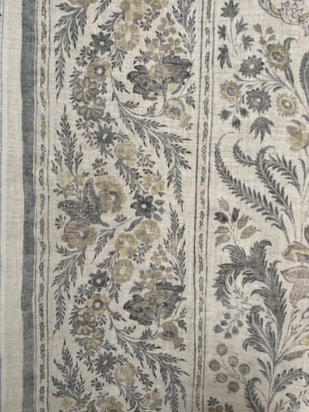 Contemporary Linen Wallhanging with Print of Palampore Interior Decor