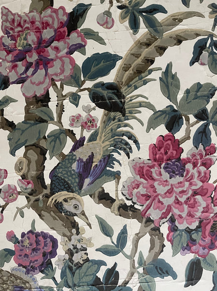 Antique Rare Chinoiserie Hand Painted Scenic Wallpaper Panel Wallhanging : Late 18th/ early C19th France