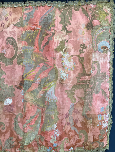 Antique Rare Bizarre Silk Brocaded Panel Rare: Early C18th France