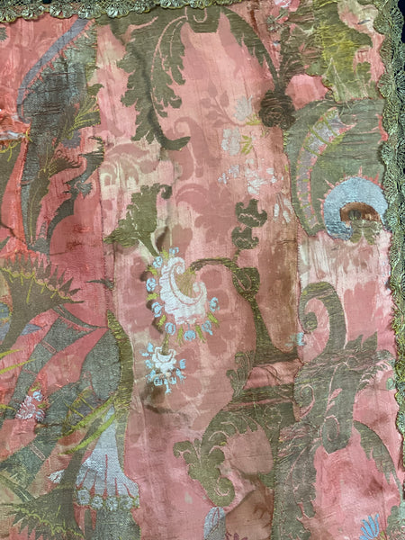 Antique Rare Bizarre Silk Brocaded Panel Rare: Early C18th France