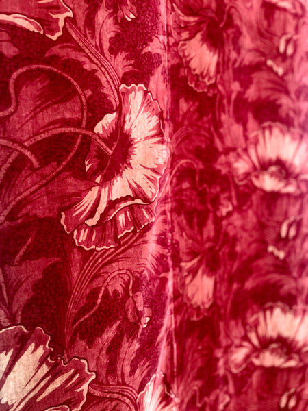 Antique Arts and Crafts Art Nouveau Block Printed Velvet, Poppies by Lindsay Butterfield: C1890 England