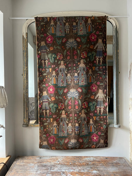 Antique Folk Art Jacobean Revival Figurative Wallhanging: Early 20th Century Europe. 150 x 79cm