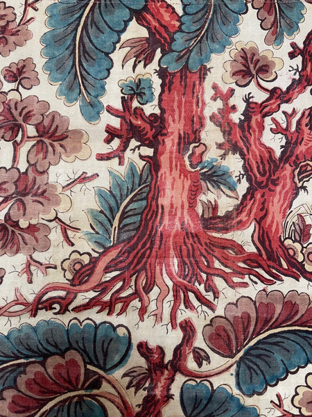 Rare Antique Block Printed Panel with Trees & Foliage used as dress Front: early C19th Marken, Holland