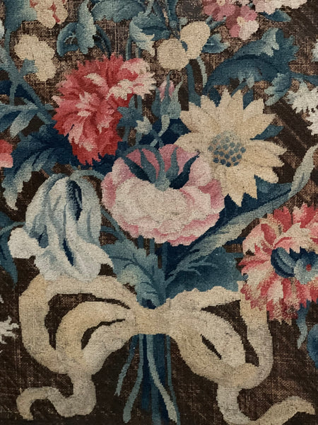 Early Fine Needlepoint Still Life with Flower Bouquet: C18th France