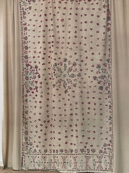 Antique Abochani Silk Embroidered with Mirrors Bedcover or Curtain: C19th/20th Sinh