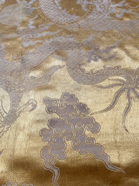 Silk Brocaded Panel with Five Claw Dragon & Symbolic imagery: C1900 Japan