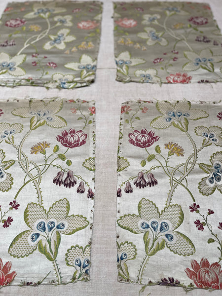 Antique Eighteenth Century Rococo Silk Brocade Panels: C18th Lyon, France