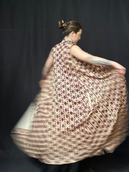 Traditional Floss Silk Embroidered Sleeveless Dress: C19th Sindh, Pakistan