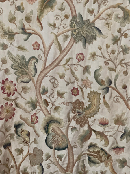 Jacobean Revival Embroidered Tree of Life Crewelwork Wall or Bedhanging: C1900 Britain