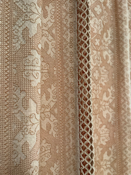 Antique Hand Embroidered Assisi Work Cover Pink White Throw Interior Decor Early 20th Century. 225 x 185cm