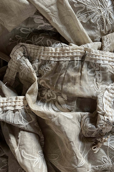 Antique Embroidered Cornely Lace Chateau Curtain Drape: C1900 France