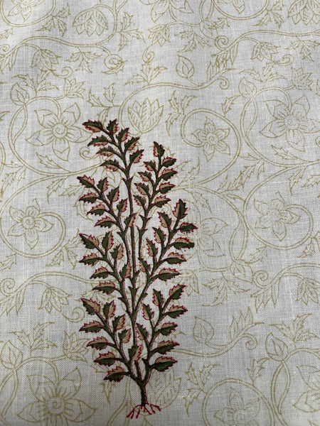 Block Printed Hangings or Curtain Panels with Poppies: C20th Jaipur, India