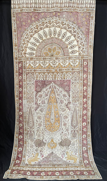 Antique Hand Block Printed Kalamkari Wallhanging: C19th India