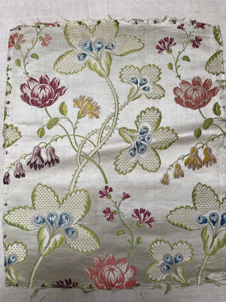 Antique Eighteenth Century Rococo Silk Brocade Panels: C18th Lyon, France