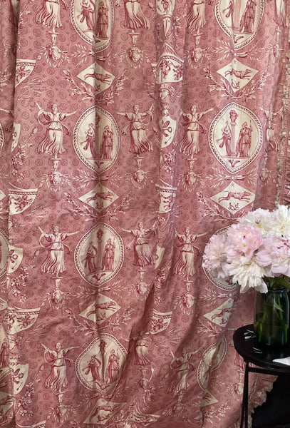 Antique Neo Classical Toile de Jouy Curtains Mulhouse ‘Pallas and Venus’: C19th France
