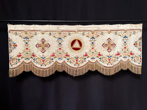 Antique Gilt Embroidered & Appliquéd Ecclesiastical Pelmet: C19th France