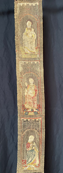 Rare Tudor Orphrey Silk and Metal Thread Embroidered Panels with Iconography Saints: C16th England