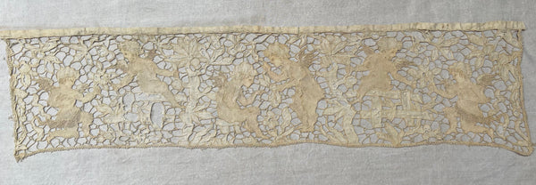 Antique Venetian Needlelace with Cherubs: Late C17th early C18th Venice, Italy