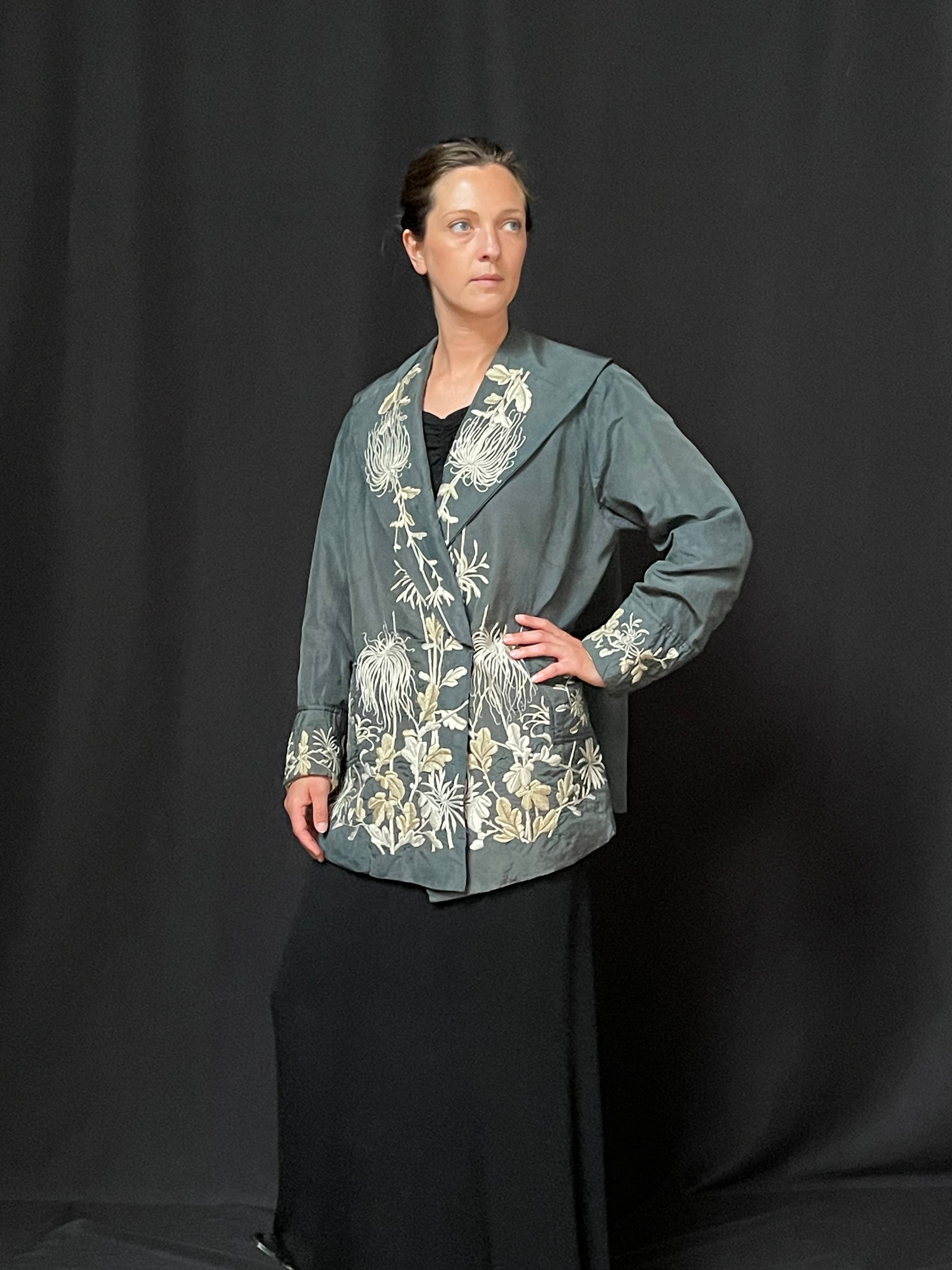 Edwardian Silk Embroidered Jacket with Chrysanthemums Ogawa Edwardian Silk Embroidered Jacket with Chrysanthemums Ogawa