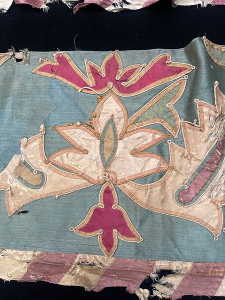Antique Ottoman Appliqué Embroidered Silk Tent Bands: C17 Turkey