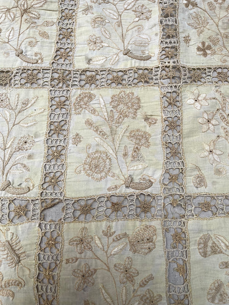 Antique Renaissance Embroidered Early Needlework Lace with Snails Insects Birds: Late C16th early 17th century, Italy