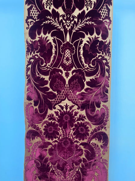 Rare Antique Cut Silk Velvet Panel Handmade Venetian Ciséle: 17th Century, Venice, Italy