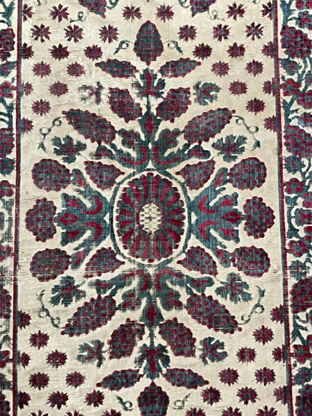 Antique Ottoman Voided Silk Velvet Pillow Yastik: 18th Century Turkey