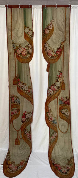 Pair Trompe L’oeil Aubusson Tapestry Portier Wall Hangings: C18th France