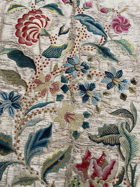 Antique Fine Silk and Wool Embroidered panel with Bouquet of Flowers: C1700 England