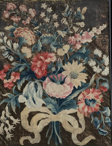 Early Fine Needlepoint Still Life with Flower Bouquet: C18th France