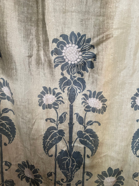 Rare Art Nouveau Stencilled Silk and Mohair Velvet Curtain with Sunflowers : C1890s France