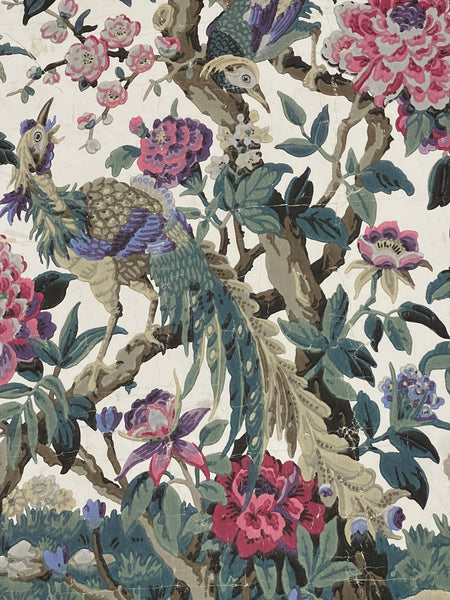 Antique Rare Chinoiserie Hand Painted Scenic Wallpaper Panel Wallhanging : Late 18th/ early C19th France