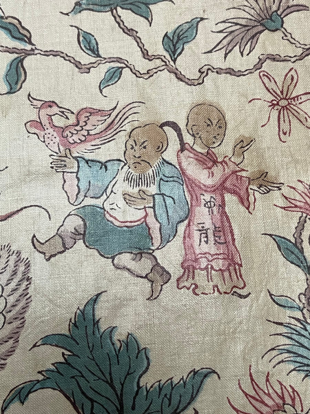 Panel of Georgian Glazed Chintz with Dragons and Exotic Creatures: C1800 England