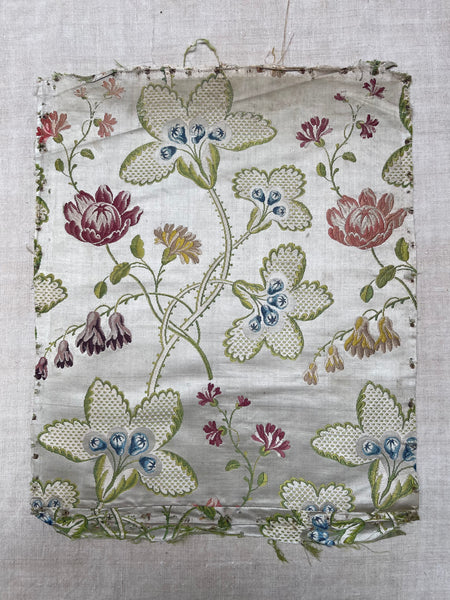 Antique Eighteenth Century Rococo Silk Brocade Panels: C18th Lyon, France