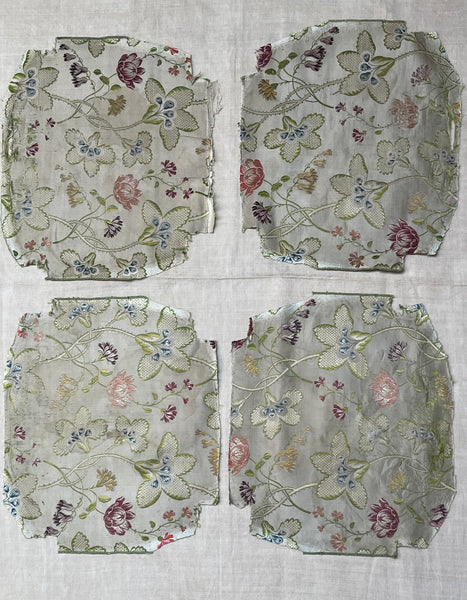 Antique Eighteenth Century Rococo Silk Brocade Panels: C18th Lyon, France