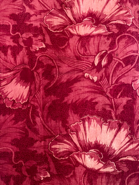 Antique Arts and Crafts Art Nouveau Block Printed Velvet, Poppies by Lindsay Butterfield: C1890 England