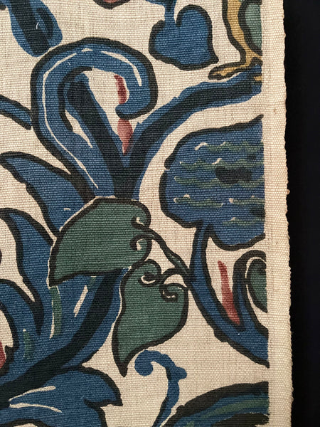 Art Deco Era Printed Linen Textile by Paul Dumas: C1920 France