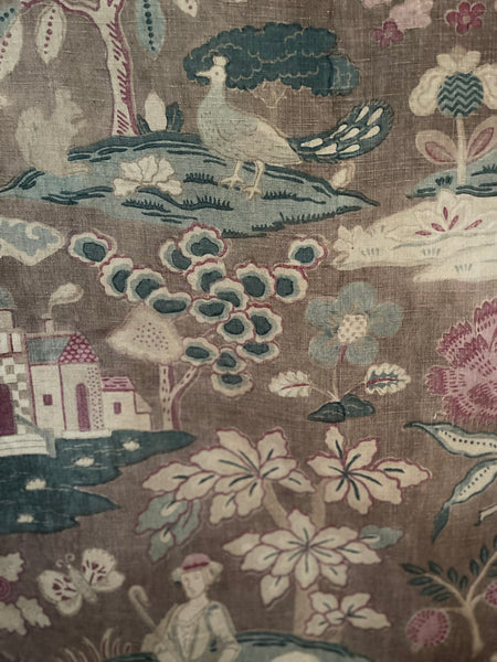 Antique Jacobean Revival Printed Linen Collectable Antique Textiles Design Inspiration Figurative Wallhanging. 83 x 73cm