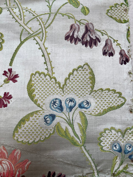 Antique Eighteenth Century Rococo Silk Brocade Panels: C18th Lyon, France