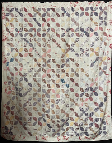 Antique Handmade ‘Orange Peel’ Patchwork Quilt: C19th England
