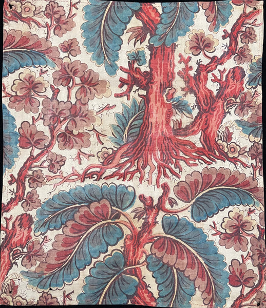 Rare Antique Block Printed Panel with Trees & Foliage used as dress Front: early C19th Marken, Holland