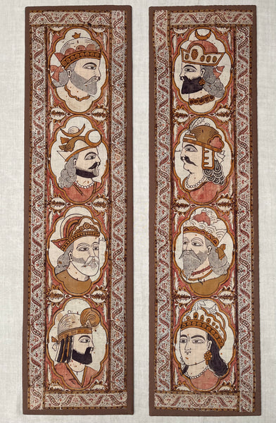 Antique Hand Painted Kalamkari Portrait Panels: C19th Isfahan, Persia