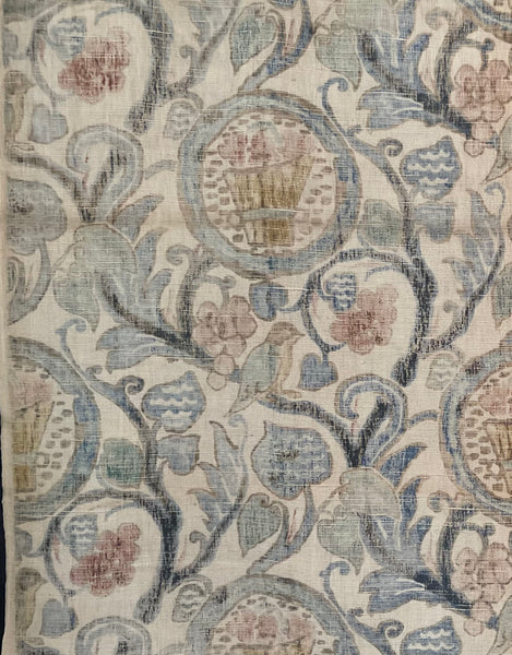 Art Deco Era Printed Linen Textile by Paul Dumas: C1920 France