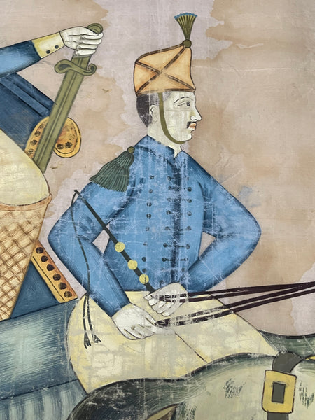 Hand Painted Silk Wallhanging Napoleon in Horse Drawn Carriage, C19th China, for export