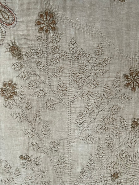 Rare Antique Hand Embroidered Kantha Quilt with Birds & Trees of Life: 19th Century, Bangladesh